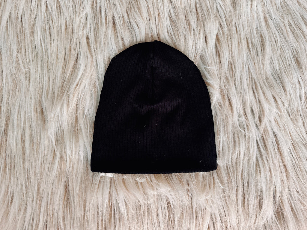 Rhett Ribbed Black Slouchy Beanie