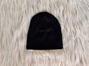 Rhett Ribbed Black Slouchy Beanie