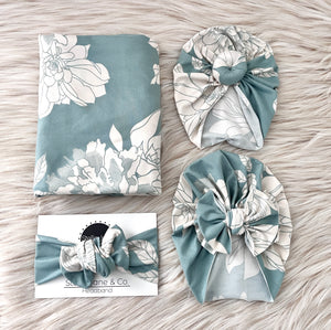 Eloise Floral Swaddle + Turban Set