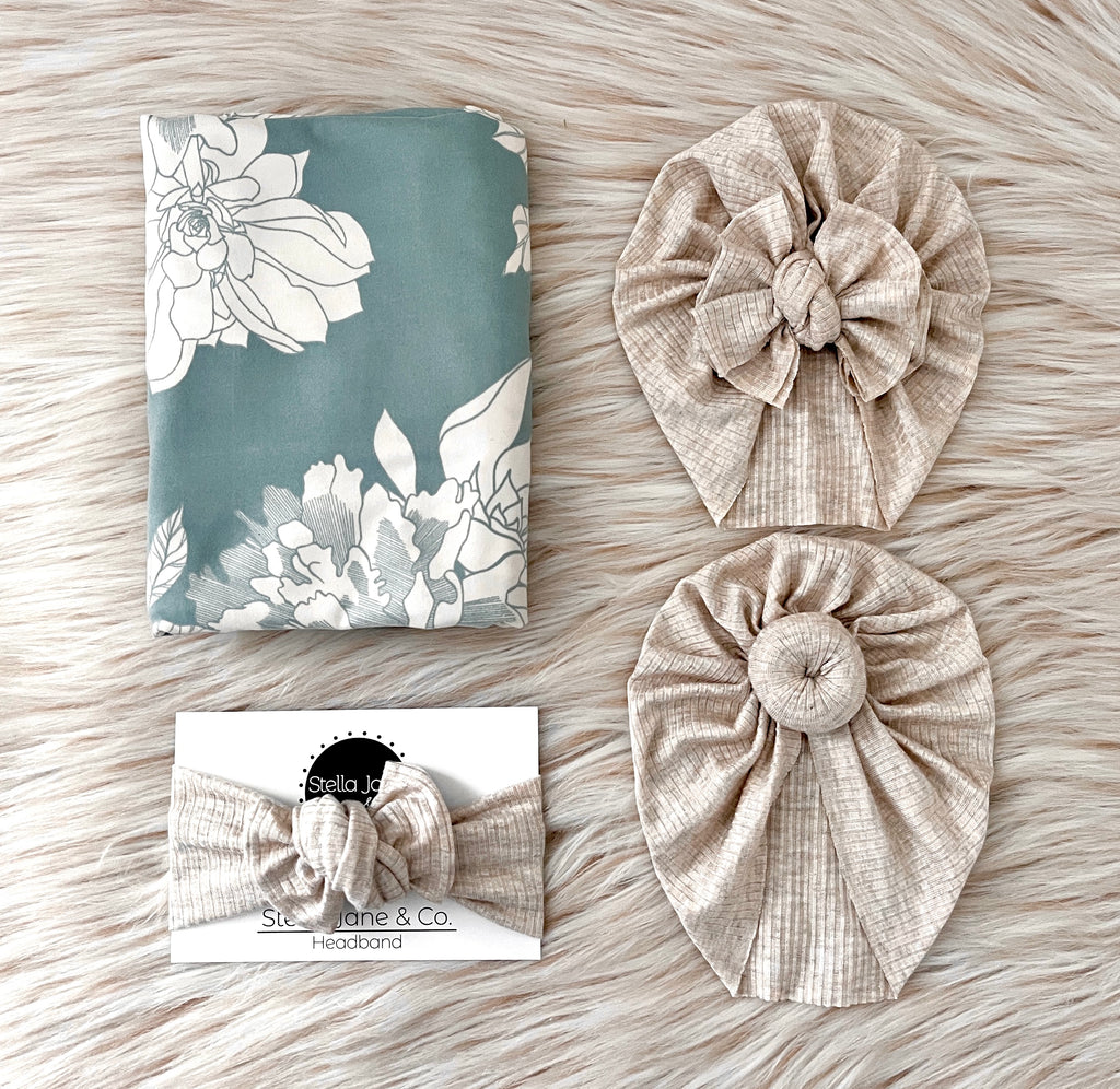 Eloise Floral Swaddle + Turban Set