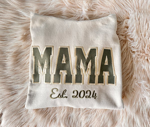 Custom Personalized Embroidered Mama, Gigi, Nana, Autie Sweatshirt