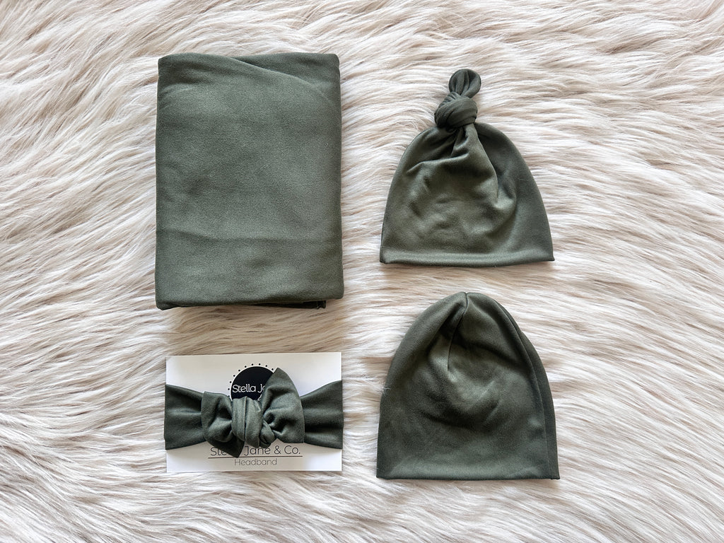 Harry Olive Green Swaddle Set