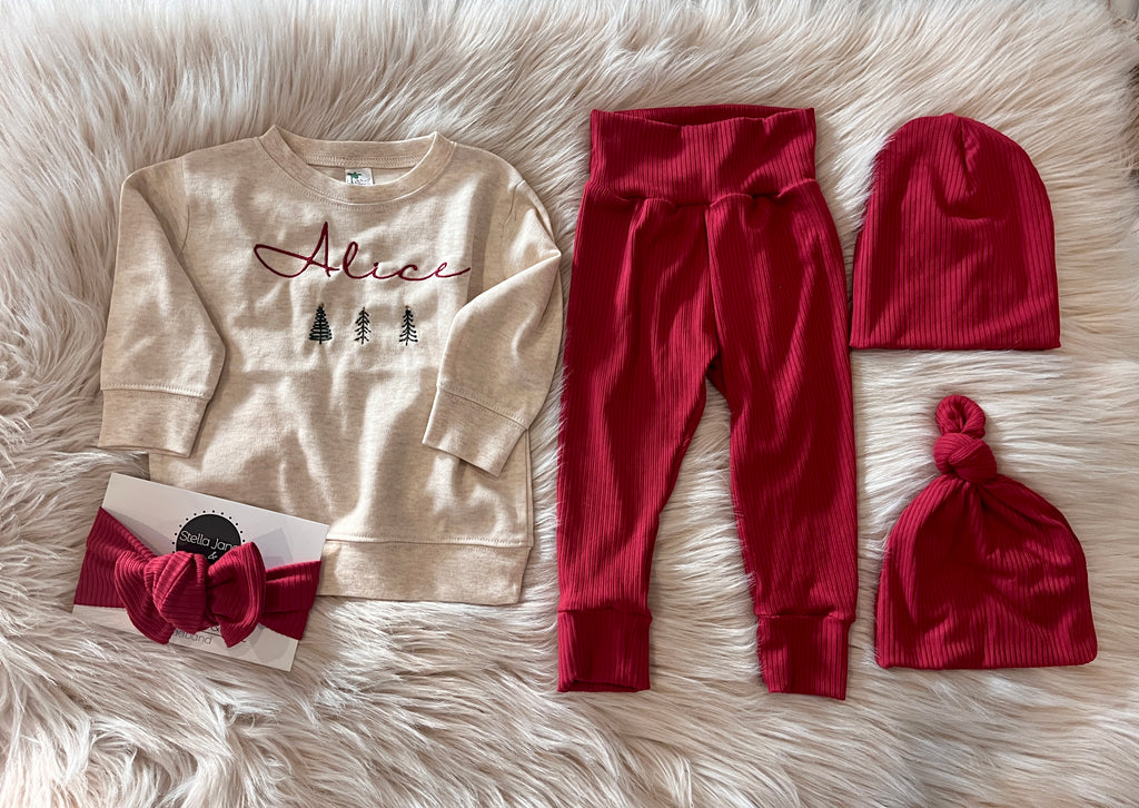 Layne Red  Leggings + Personalized  Shirt + Set