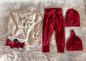 Layne Red  Leggings + Personalized  Shirt + Set