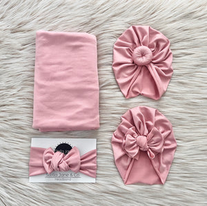 London Swaddle + Turban + Headband Set