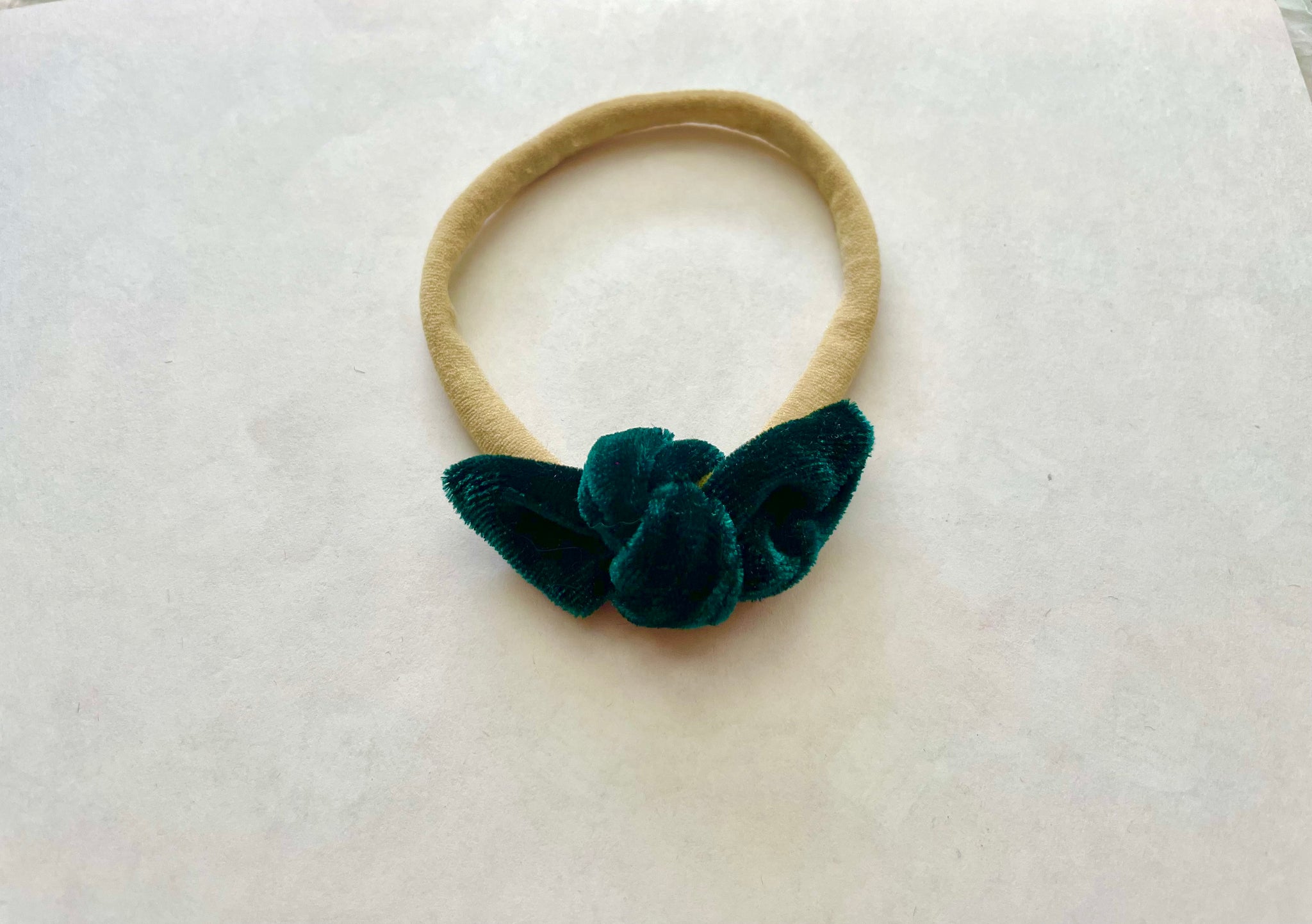 Hunter Green Velvet Nylon Headband