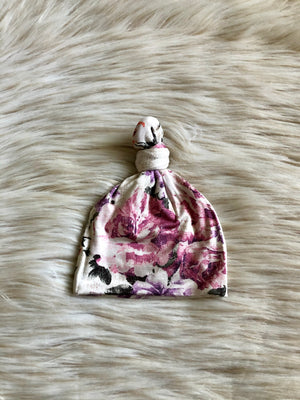 Lucy Mauve Floral Top Knot Hat