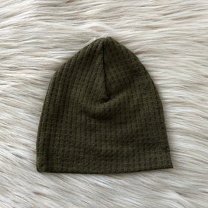 Olive Green Waffle Slouchy Beanie