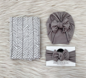 August  Swaddle + Quinn  Turban Set