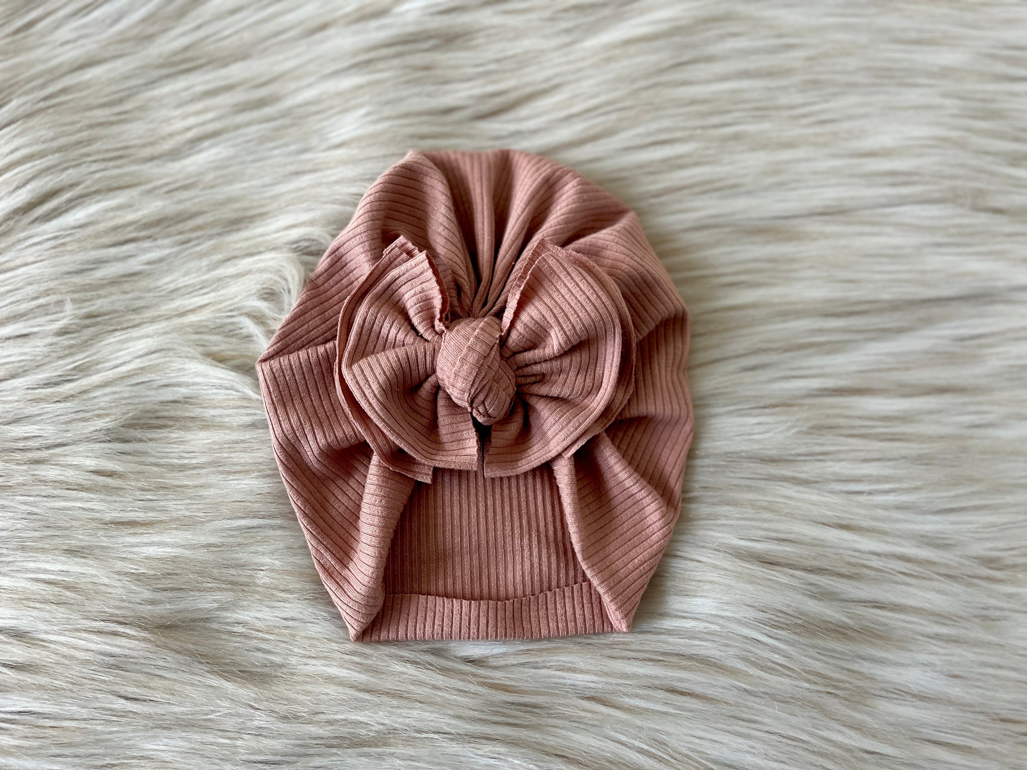 Emma Swaddle + Blush Ribbed Turban Set