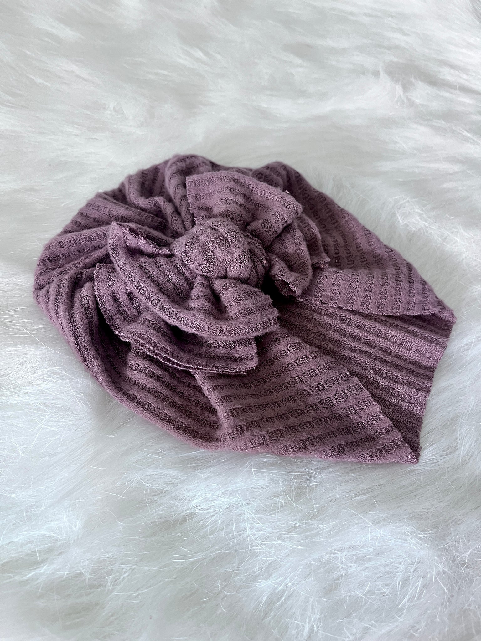 Dusty Purple  Waffle Modern Bow Turban