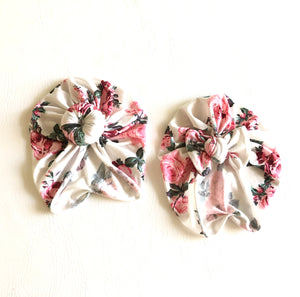 Anna Pink and Ivory Floral  Turban