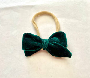 Hunter Green Velvet Nylon Headband