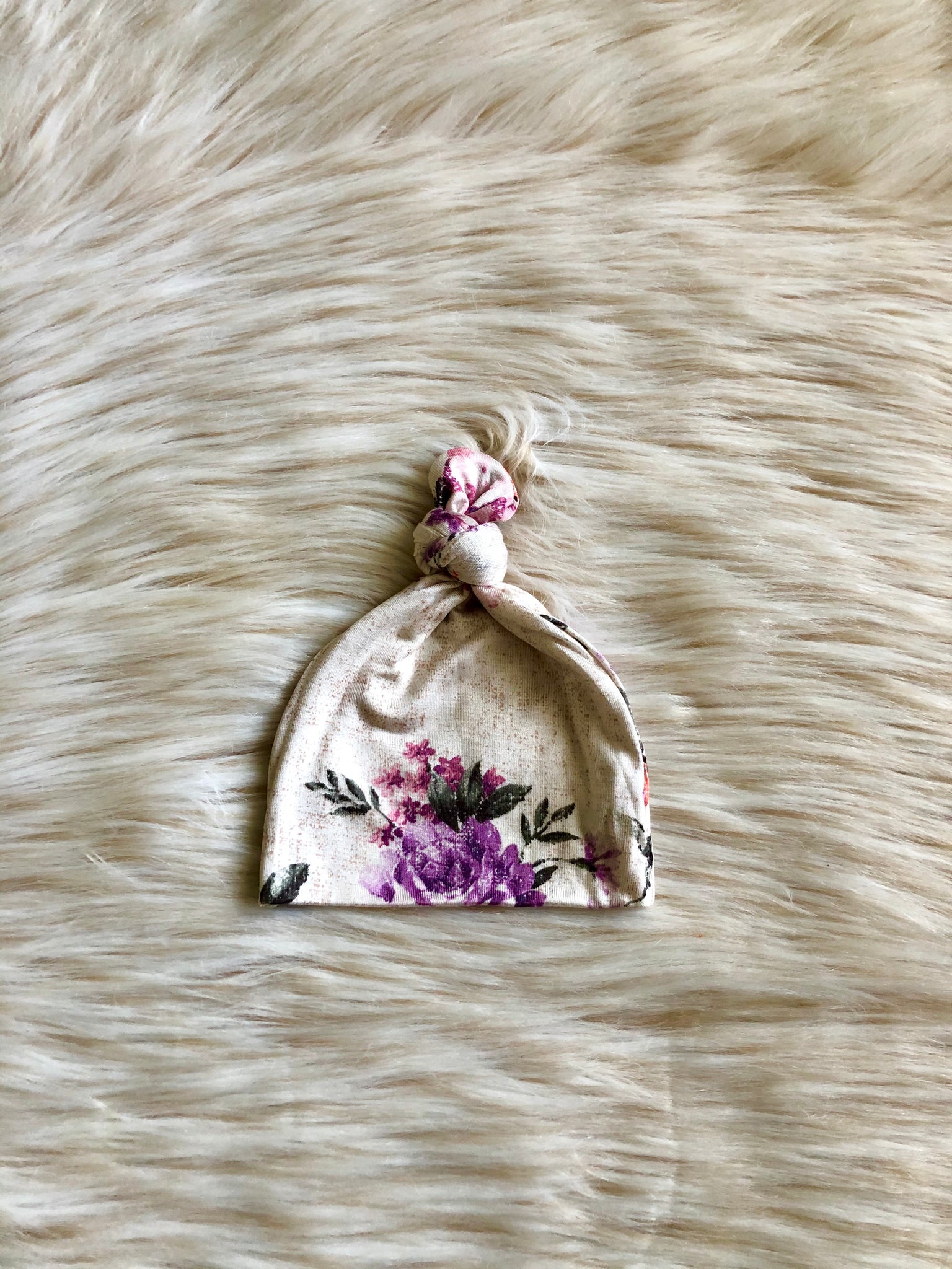 Lucy Mauve Floral Top Knot Hat