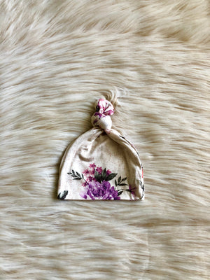 Lucy Mauve Floral Top Knot Hat