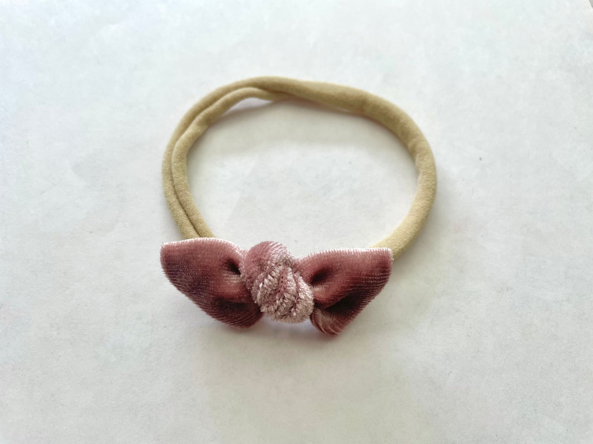 Blush Pink Velvet Nylon Headband