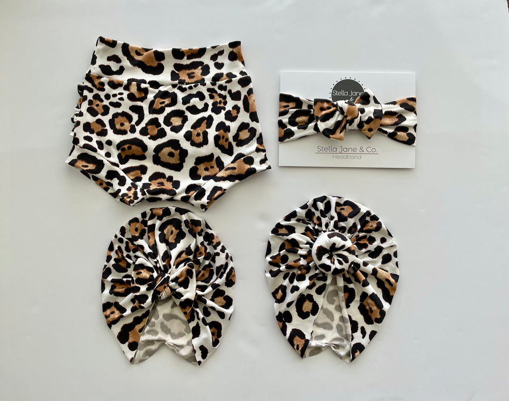 Ivy Leopard Shorties + Turban + Headband