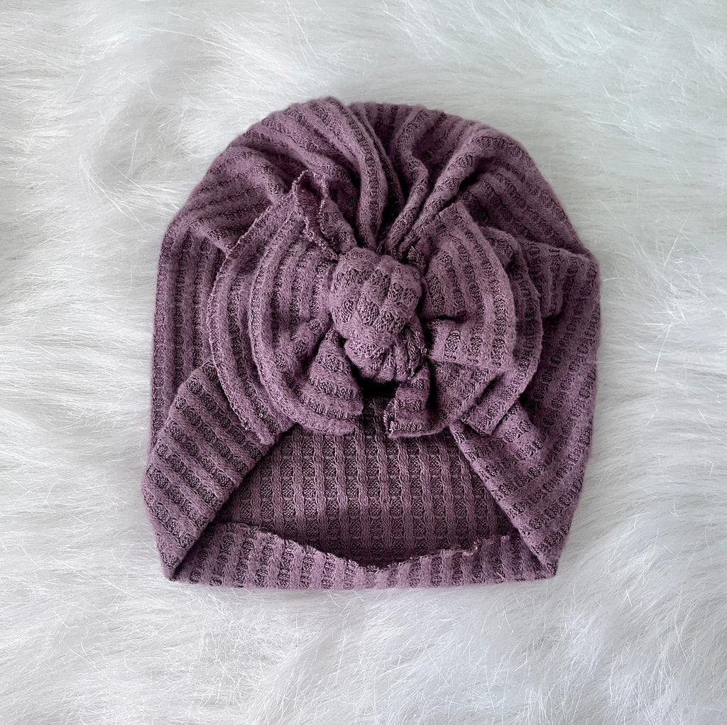 Dusty Purple  Waffle Modern Bow Turban