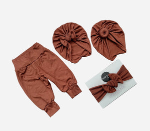 Crew Cinnamon Leggings + Turban + Headband Set