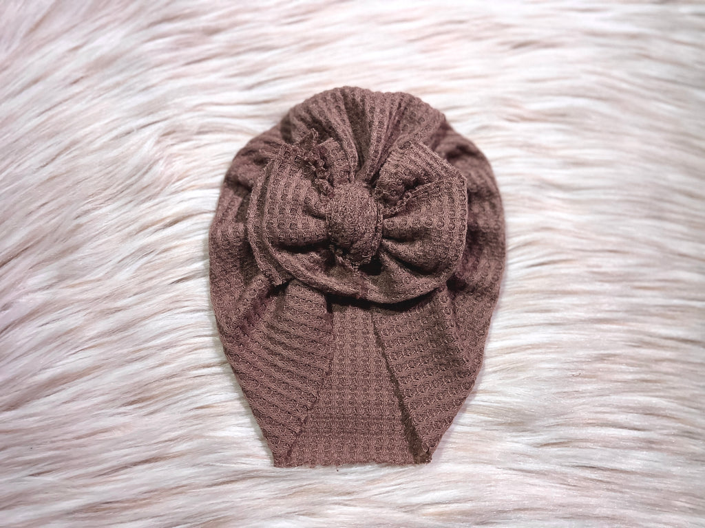 Chocolate Brown Waffle Modern Bow Turban