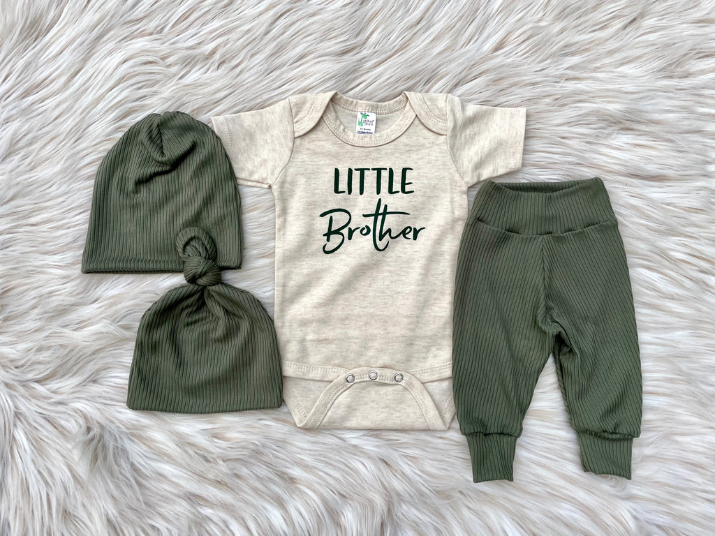 Max Ribbed Sage Green Leggings +Little Brother Shirt + Set