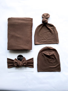 Asher Espresso Brown Swaddle Set