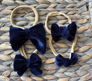 Navy Blue Velvet Nylon Headband