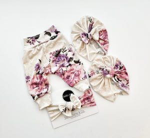 Lucy Floral Leggings + Turban + Headband Set