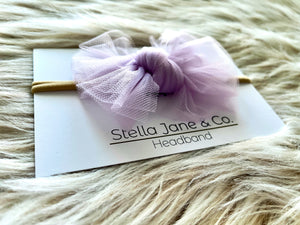 Light Purple Tulle Modern Bow Nylon Headband