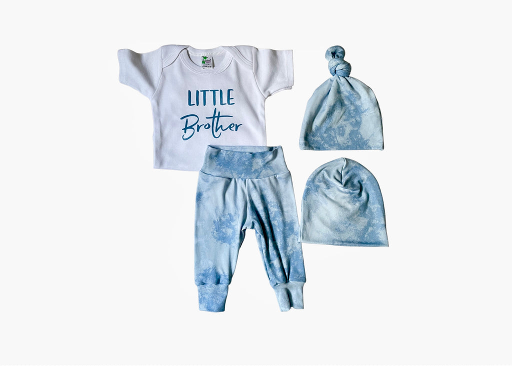 Sky Blue Tie Dye Leggings +Little Brother Shirt Set