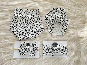 Rory White and Black Dots Shorties + Turban + Headband