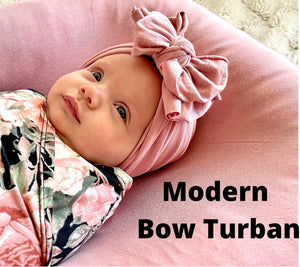 Rosie Black Floral + Blush Turban + Headband Set