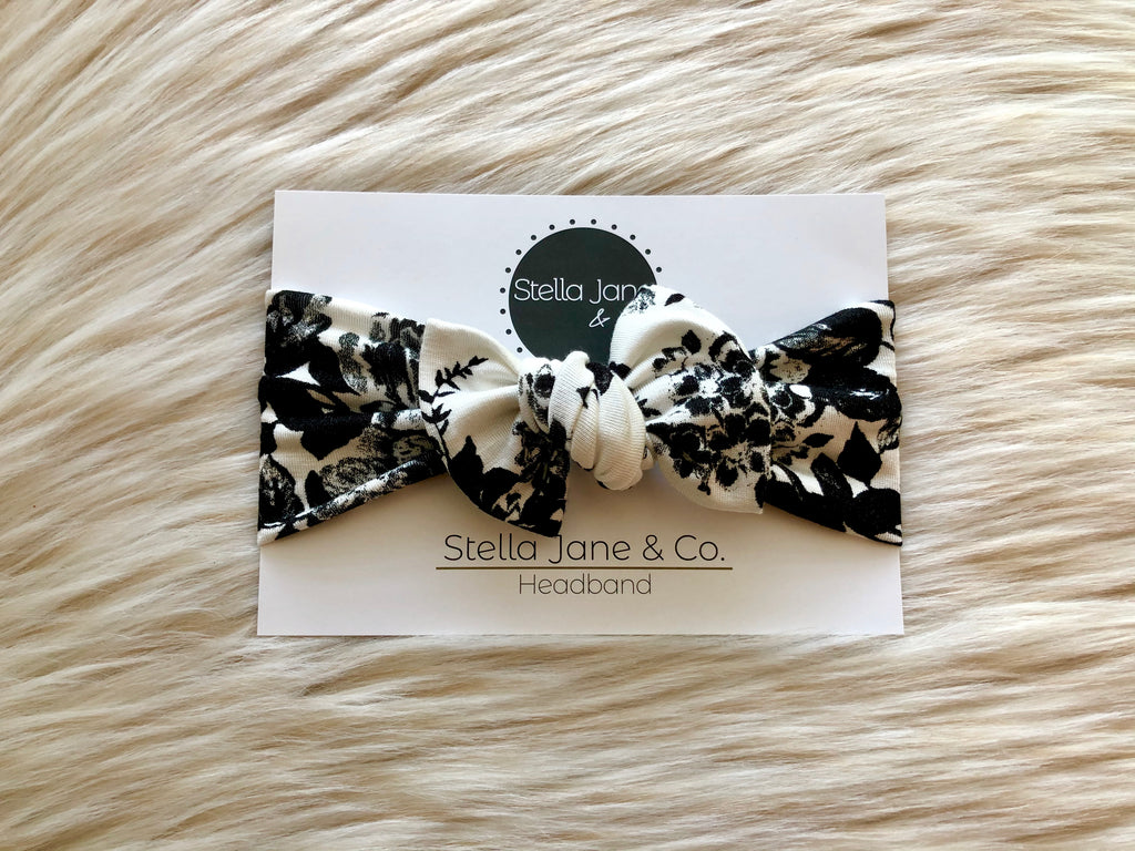 Everly Black and White Floral Headband