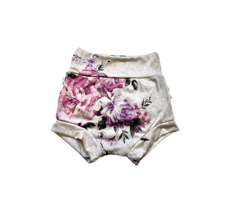 Lucy Floral Shorties + Purple Turban + Headband Set