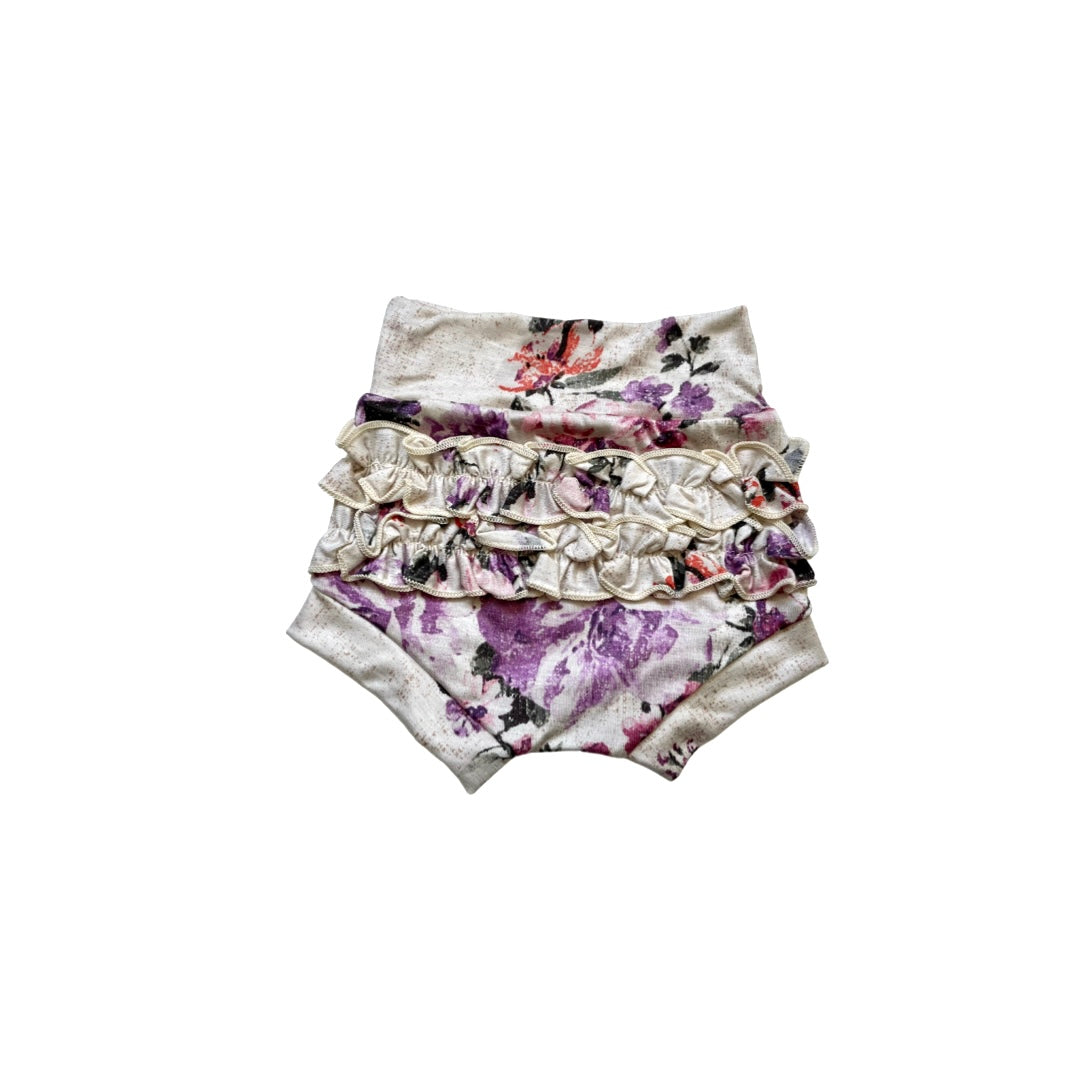 Lucy Floral Shorties + Mauve Turban + Headband Set