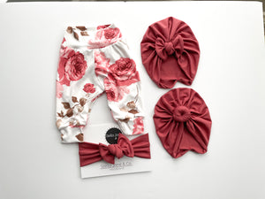 Abigail + Dusty Red Turban + Headband Set