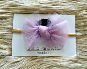 Light Purple Tulle Modern Bow Nylon Headband Stella Jane and Co