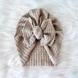 Light Sand Waffle Modern Bow Turban