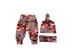 Stella Purple Floral Leggings  Set