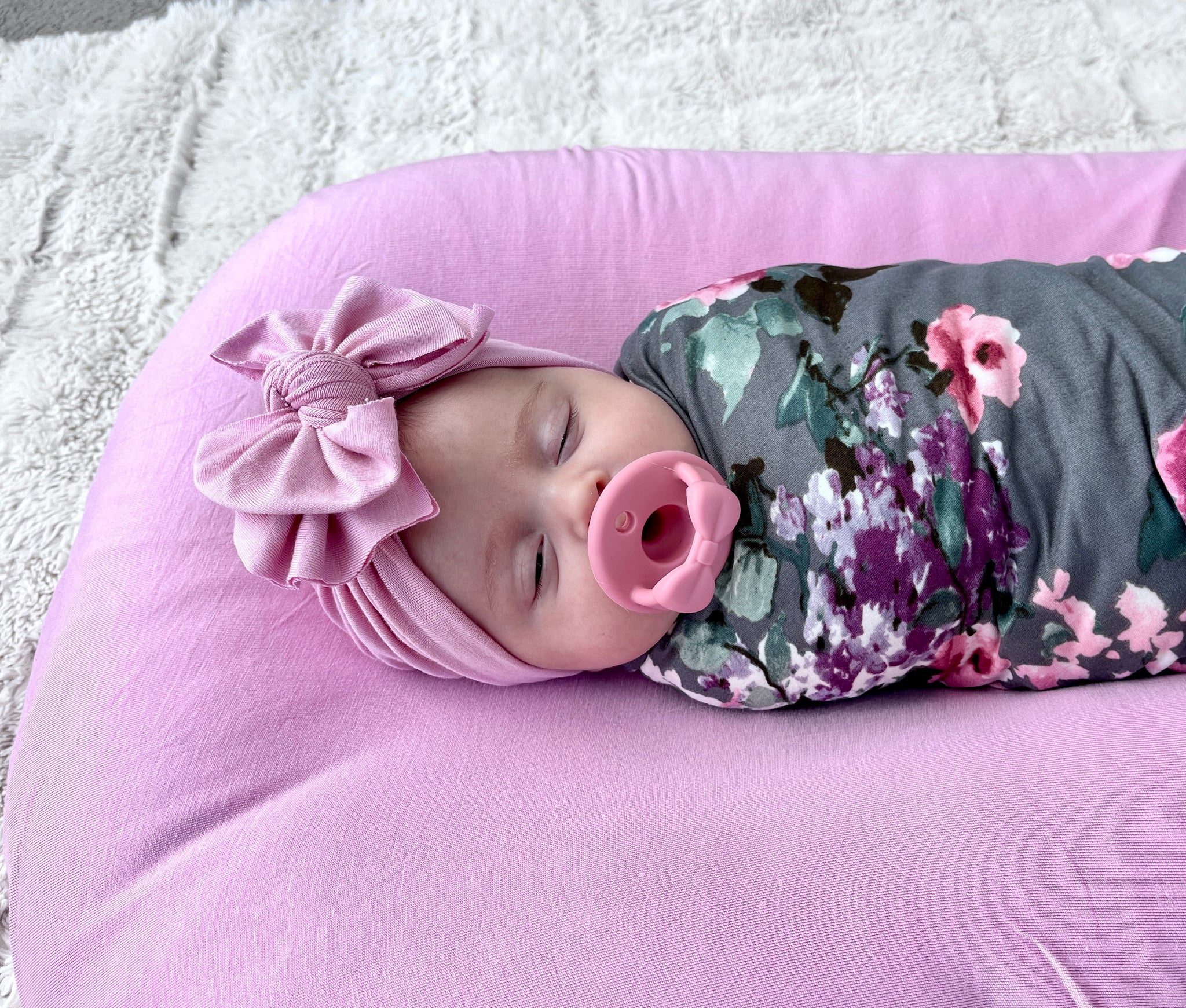 Sienna Floral Swaddle + Nova Pink Turban Set