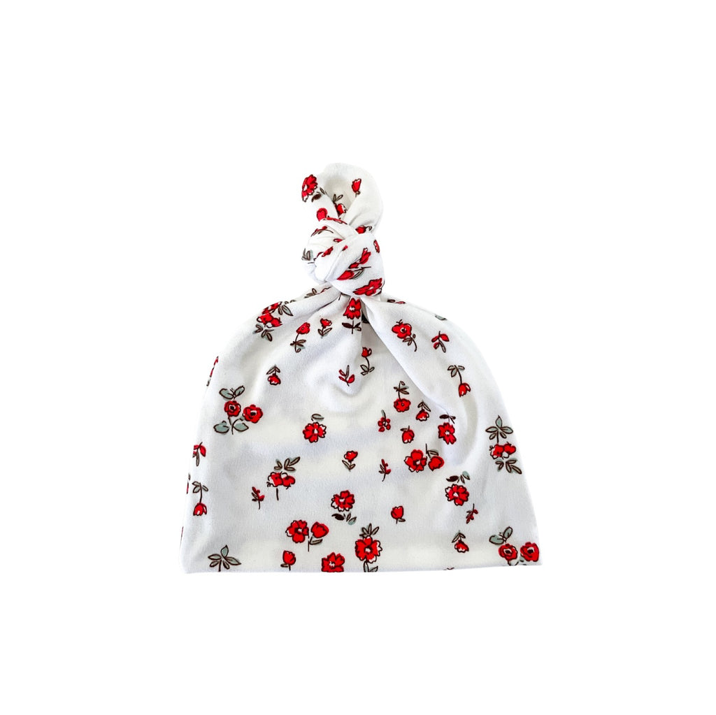Molly Red Ditsy Floral Top Knot Hat