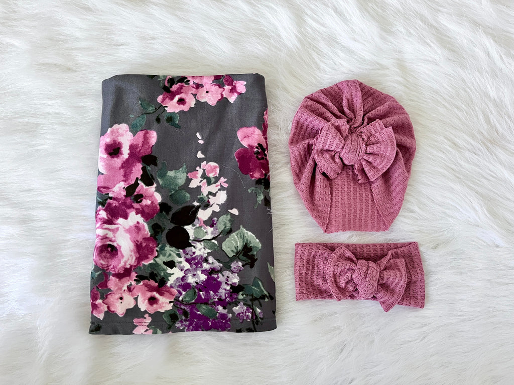 Sienna Floral Swaddle + Modern Turban Set