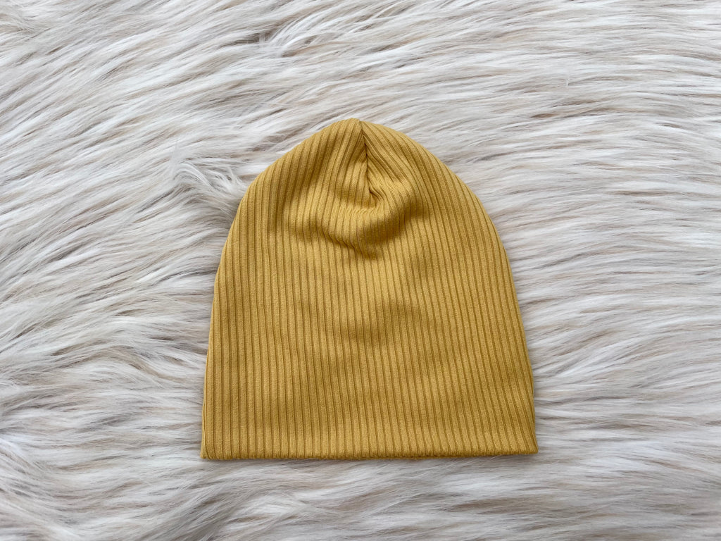 Oliver Ribbed Dusty Mustard Slouchy Beanie