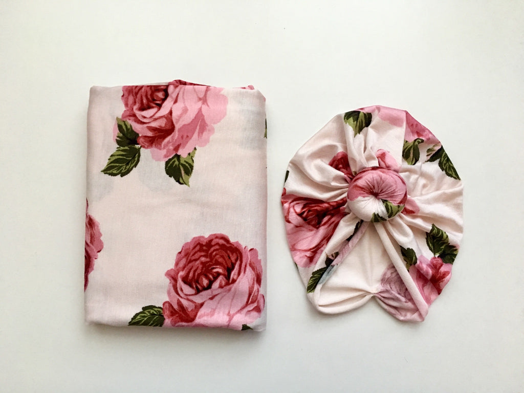 Bridgette Floral Swaddle + Turban Set