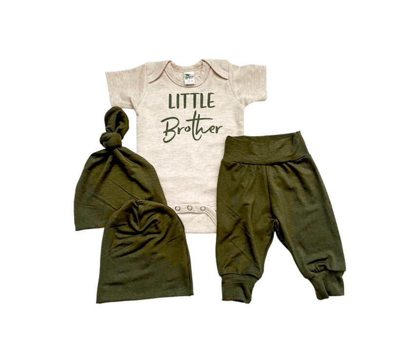 Jayden Olive Green Leggings +Little Brother Shirt + Set