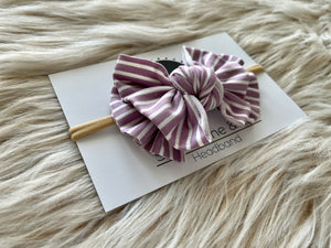 Purple Stripe Modern Bow Nylon Headband