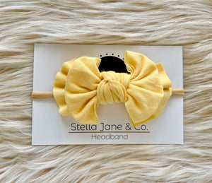 Pale Yellow Modern Bow Nylon Headband