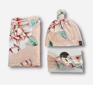 Winnie Light  Blush Floral Swaddle Set