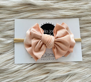 Blush Marble Modern Bow Nylon Headband