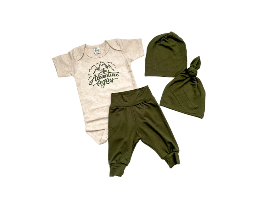 Jayden Olive Green Leggings +Adventure Shirt Set